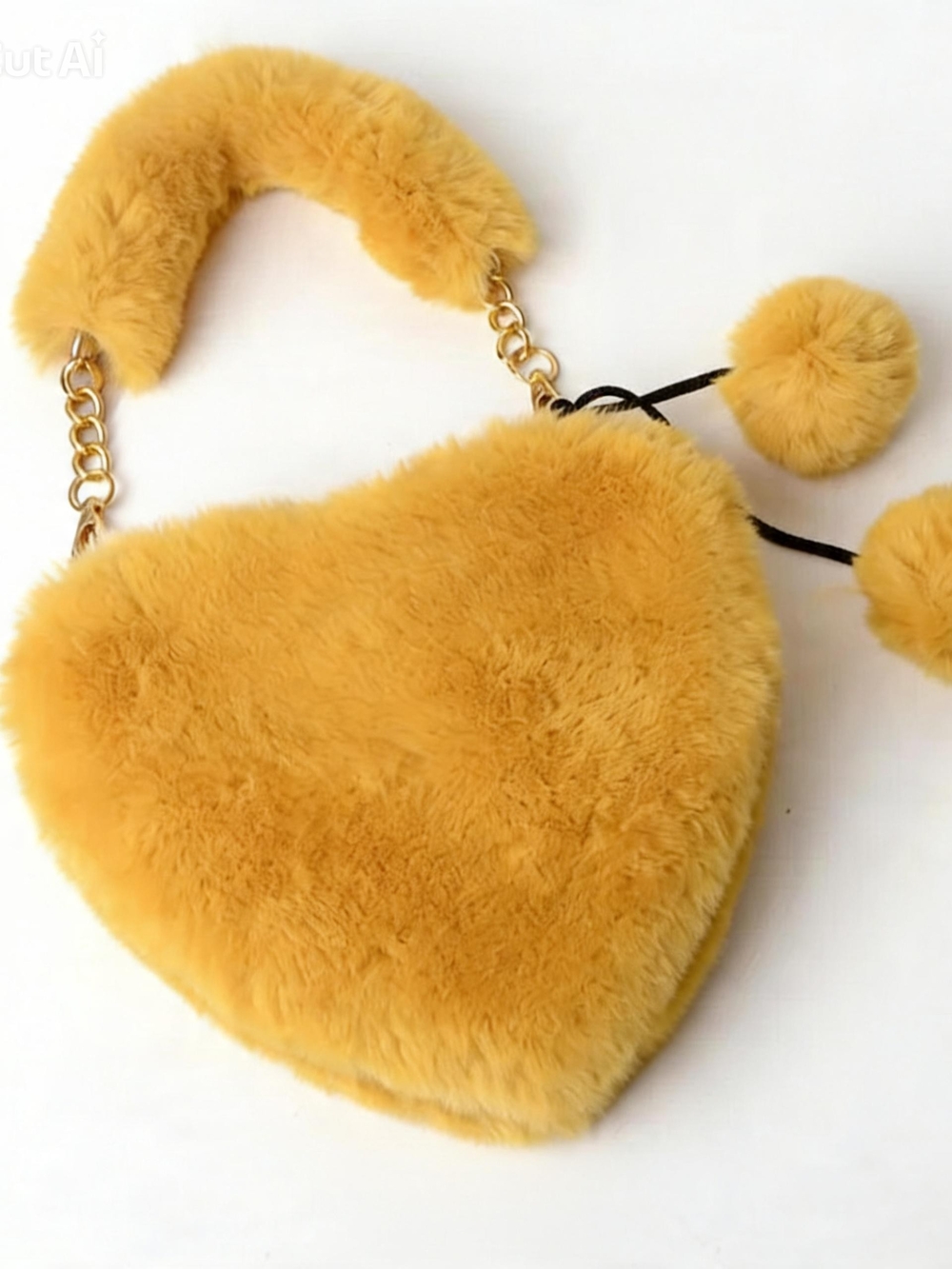 & Other Stories Plush Heart Crossbody Bag in Mustard